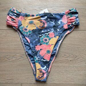 NEW ONeill Womens Small Jadia Floral Long Beach Bikini Bottom Cheeky Coverage